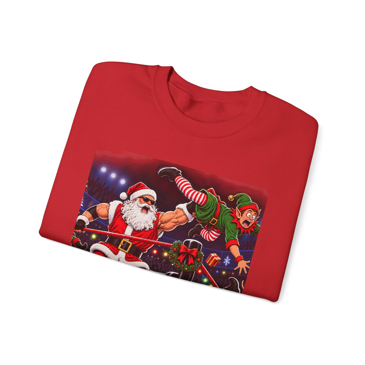 Santa vs. Elves Christmas Wrestling Sweatshirt – North Pole Holiday Crewneck