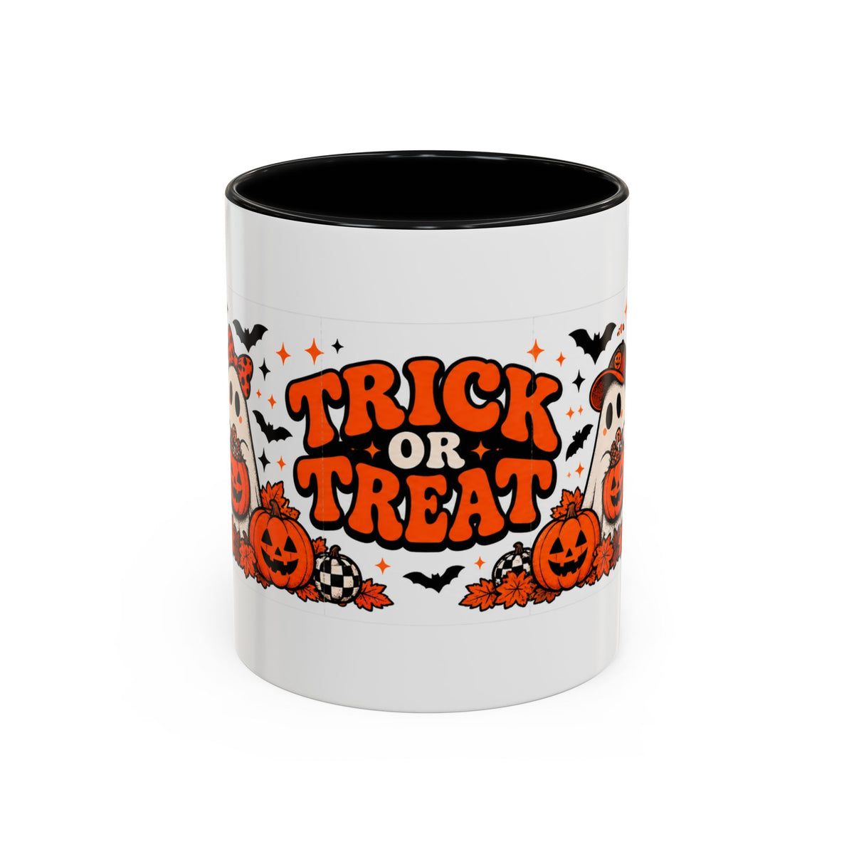 Retro ghost and pumpkin Halloween coffee mug