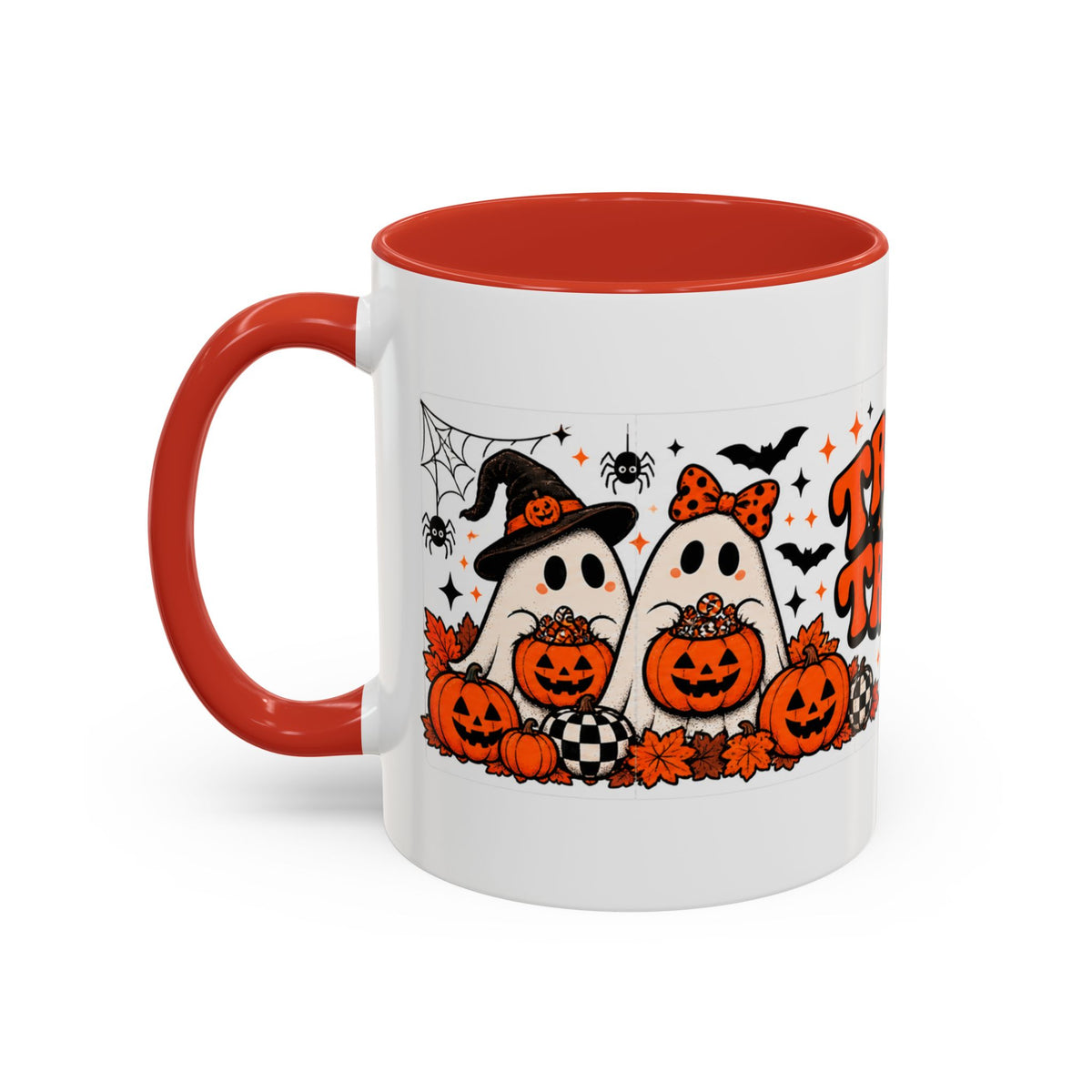 Retro Halloween Ghost & Pumpkin Mug – 11 oz Coffee Cup