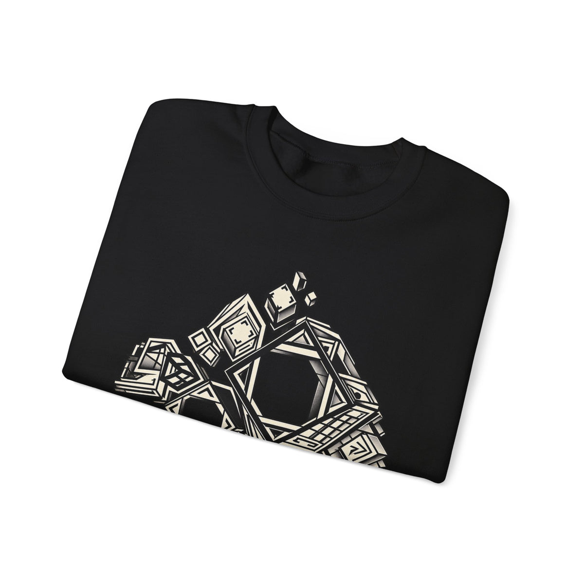DIMENSION SHIFT original geometric cube and square artwork on a unisex crewneck sweatshirt — BeamShopNY product photo 4