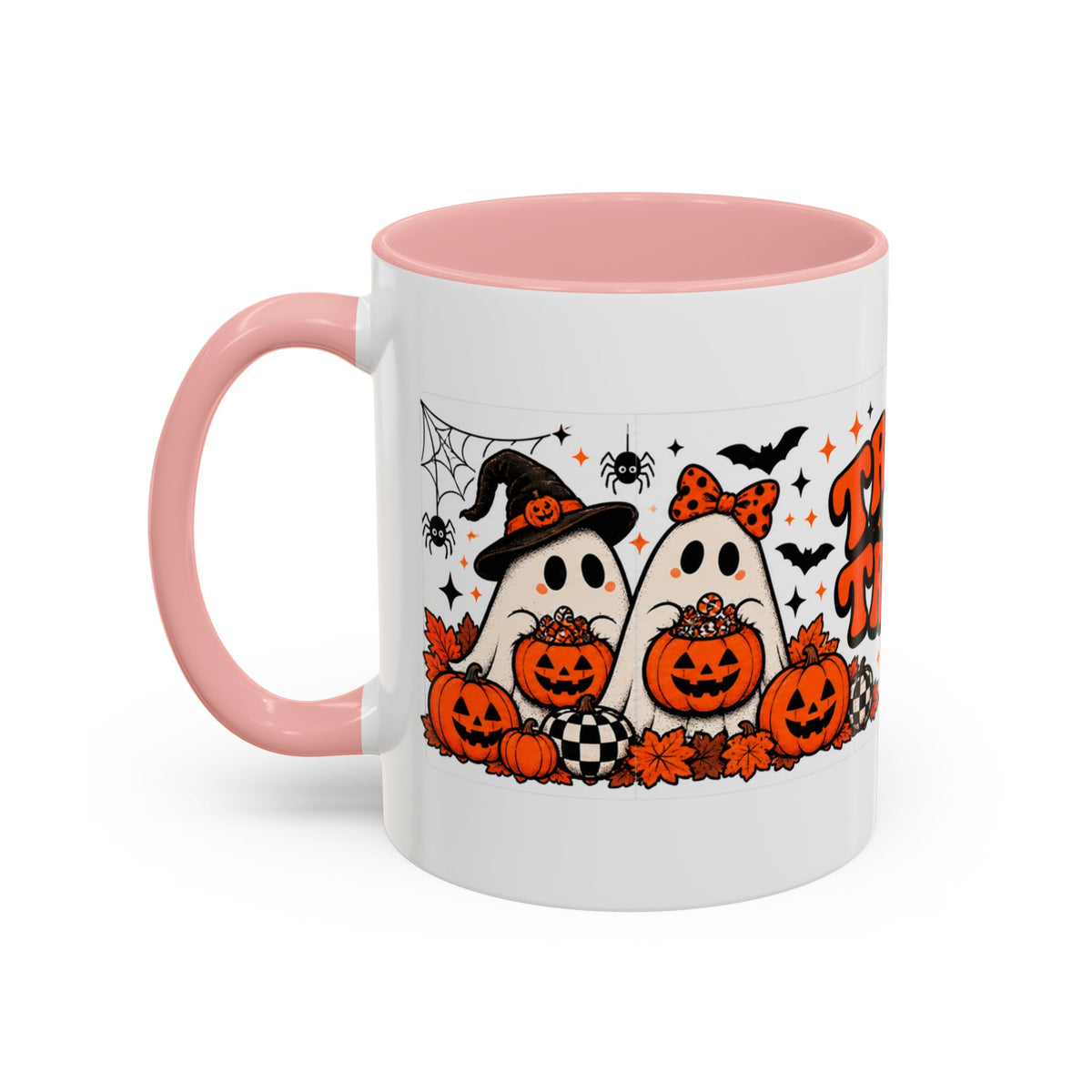 Retro Halloween Ghost & Pumpkin Mug – 11 oz Coffee Cup