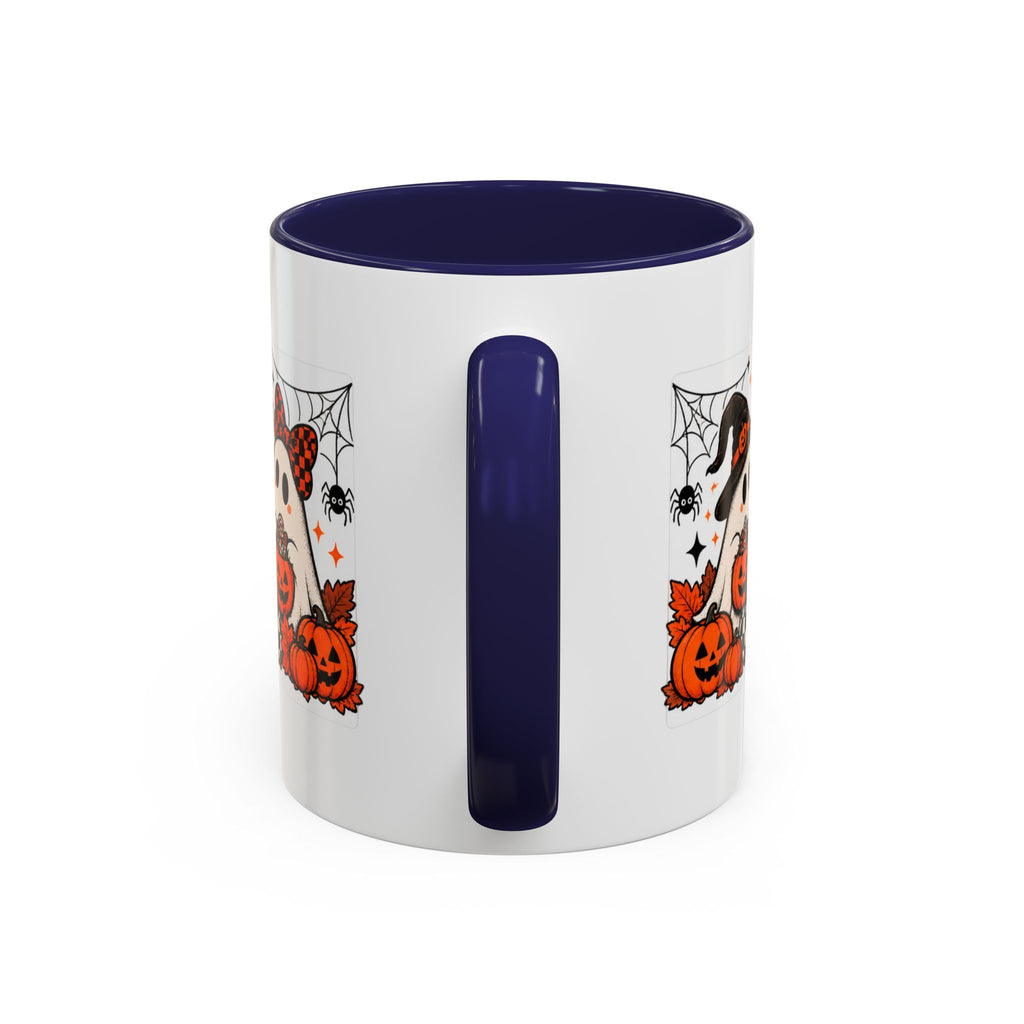 Retro Halloween Ghost & Pumpkin Mug – 11 oz Coffee Cup