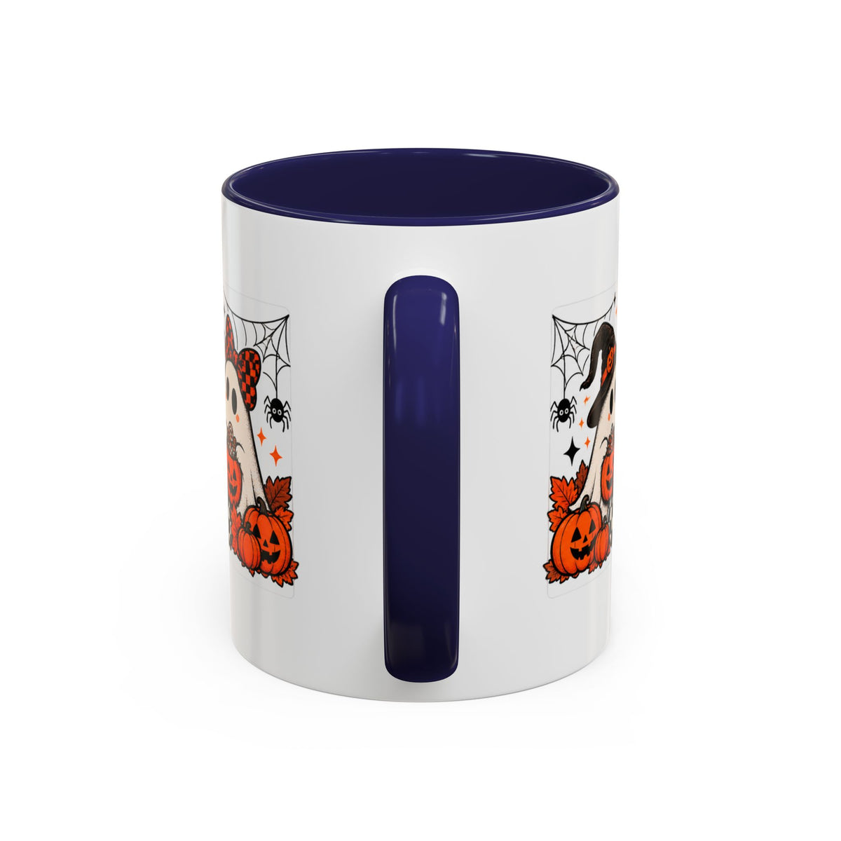 Retro Halloween Ghost & Pumpkin Mug – 11 oz Coffee Cup