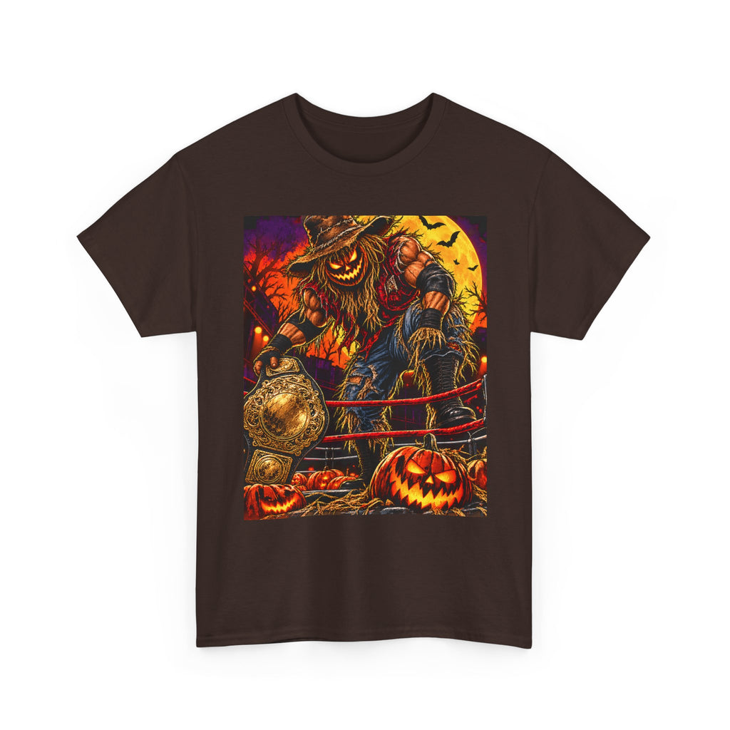 Halloween Wrestling T-Shirt – Pumpkin Champion Scarecrow Ring Tee