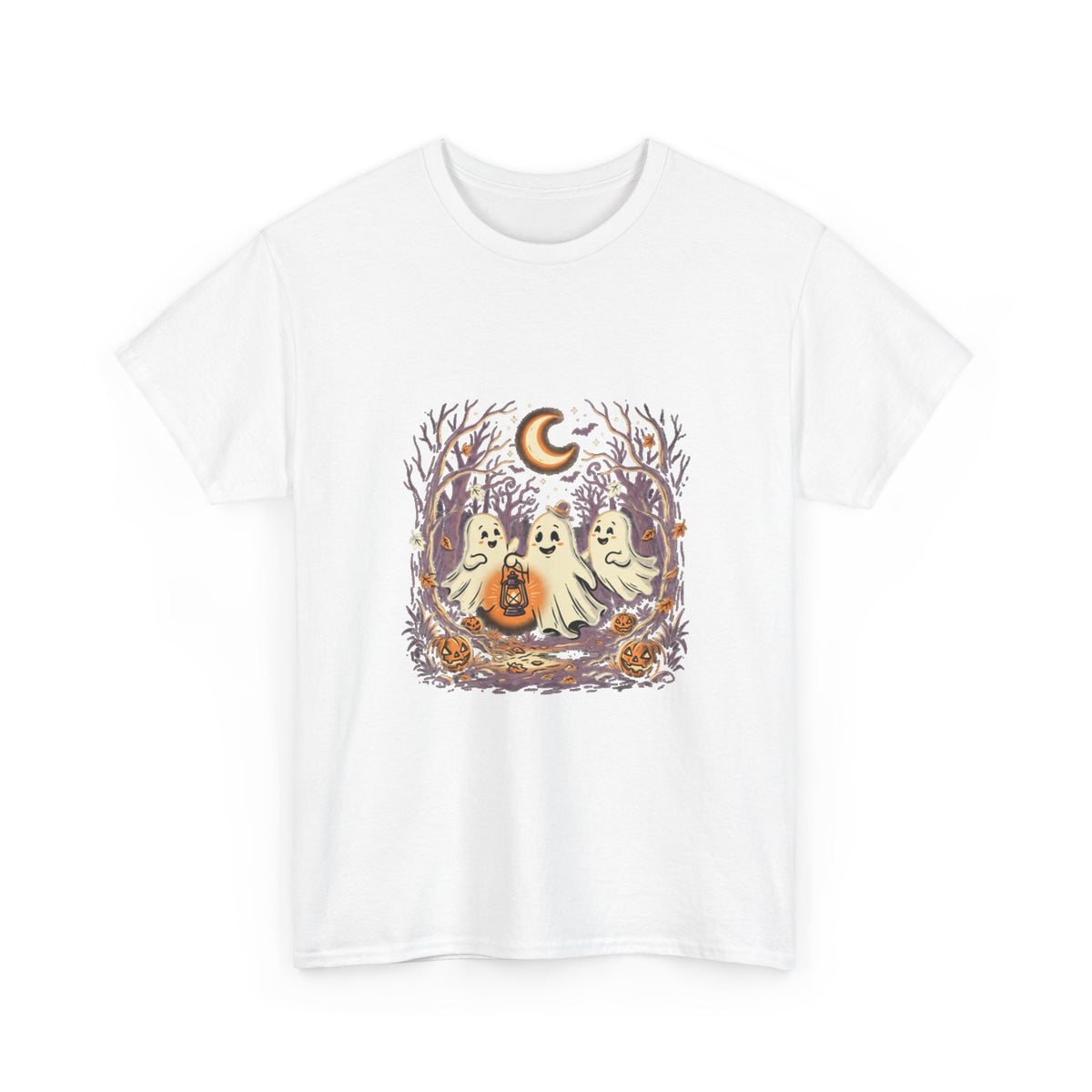 Retro Halloween Ghost & Pumpkin T-Shirt – Spooky Season Tee
