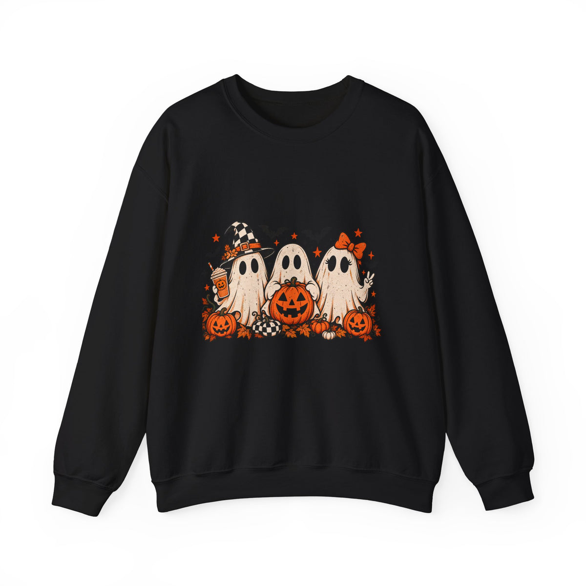 Retro ghost and pumpkin Halloween crewneck sweatshirt
