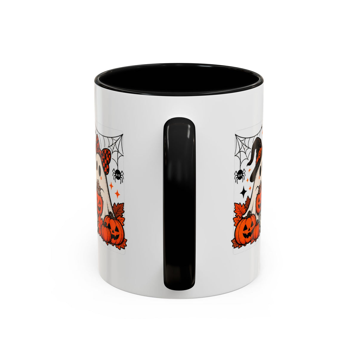 Retro Halloween Ghost & Pumpkin Mug – 11 oz Coffee Cup
