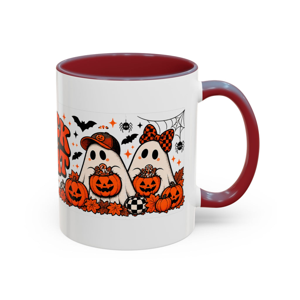 Retro Halloween Ghost & Pumpkin Mug – 11 oz Coffee Cup