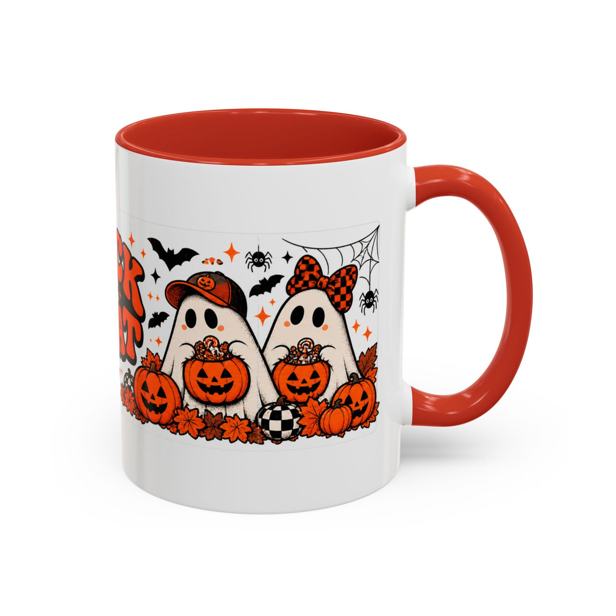 Retro Halloween Ghost & Pumpkin Mug – 11 oz Coffee Cup