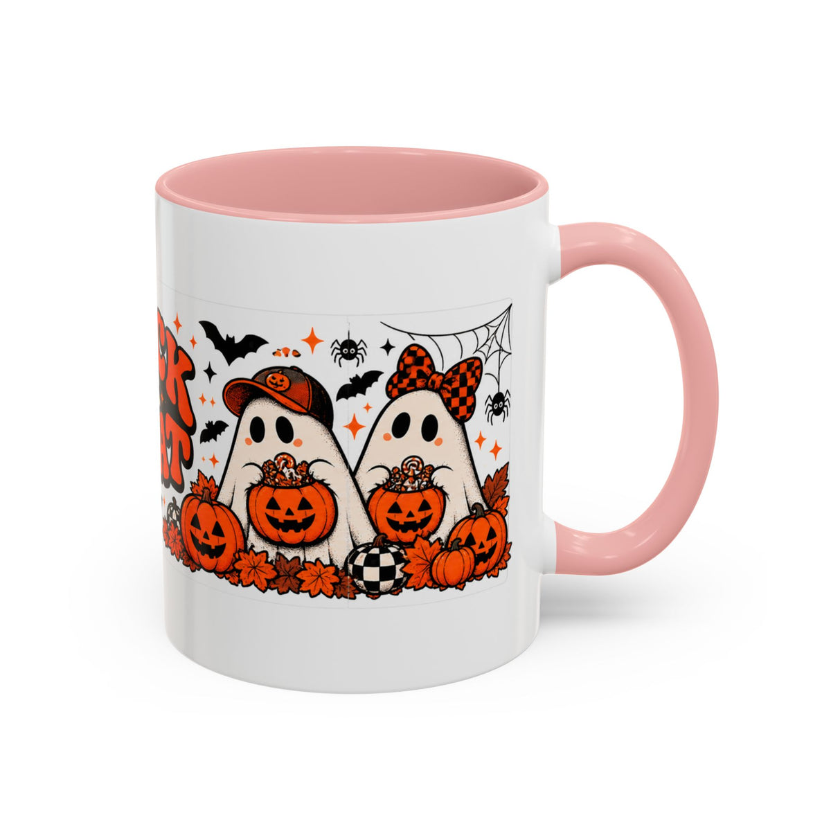 Retro Halloween Ghost & Pumpkin Mug – 11 oz Coffee Cup