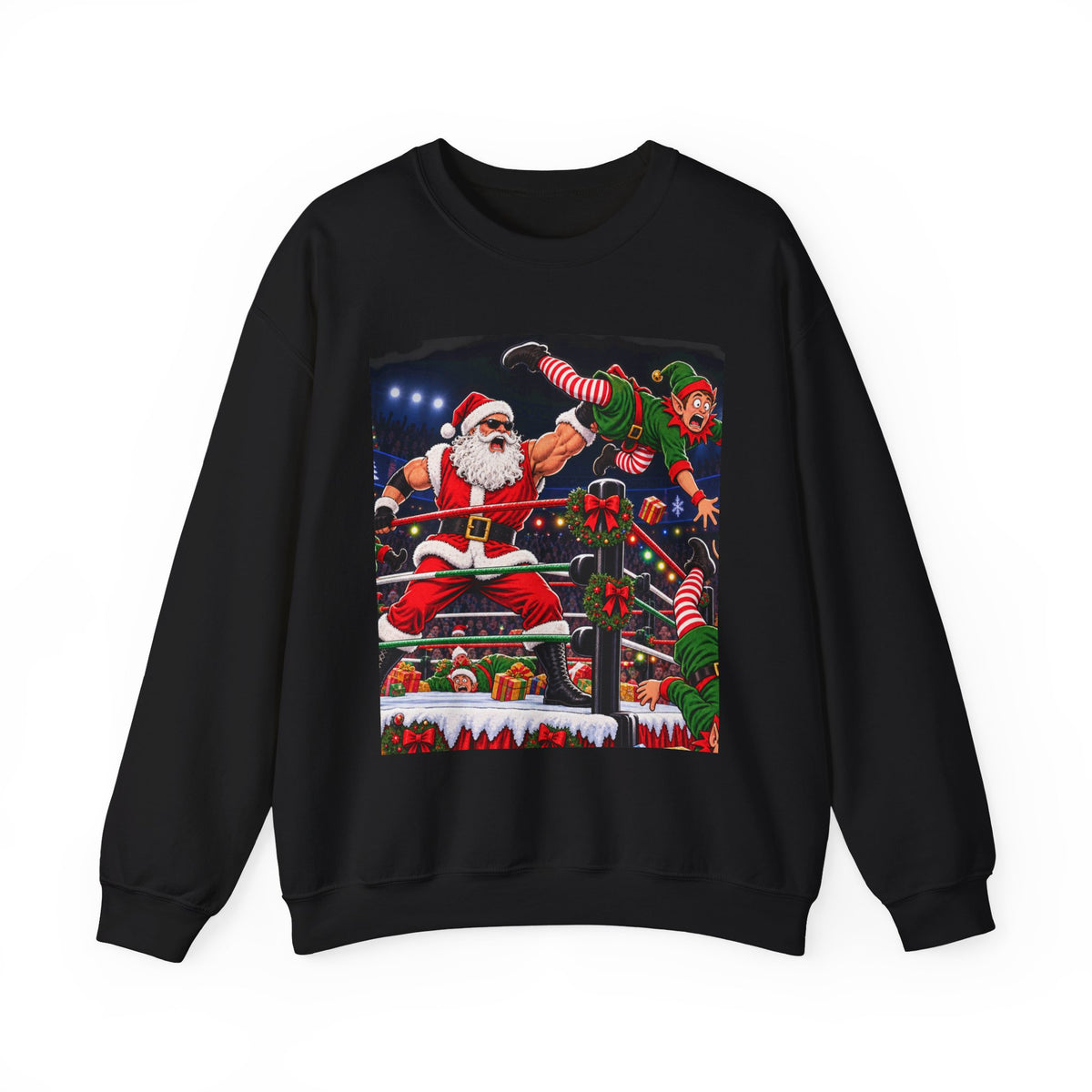 Santa vs. Elves Christmas Wrestling Sweatshirt – North Pole Holiday Crewneck