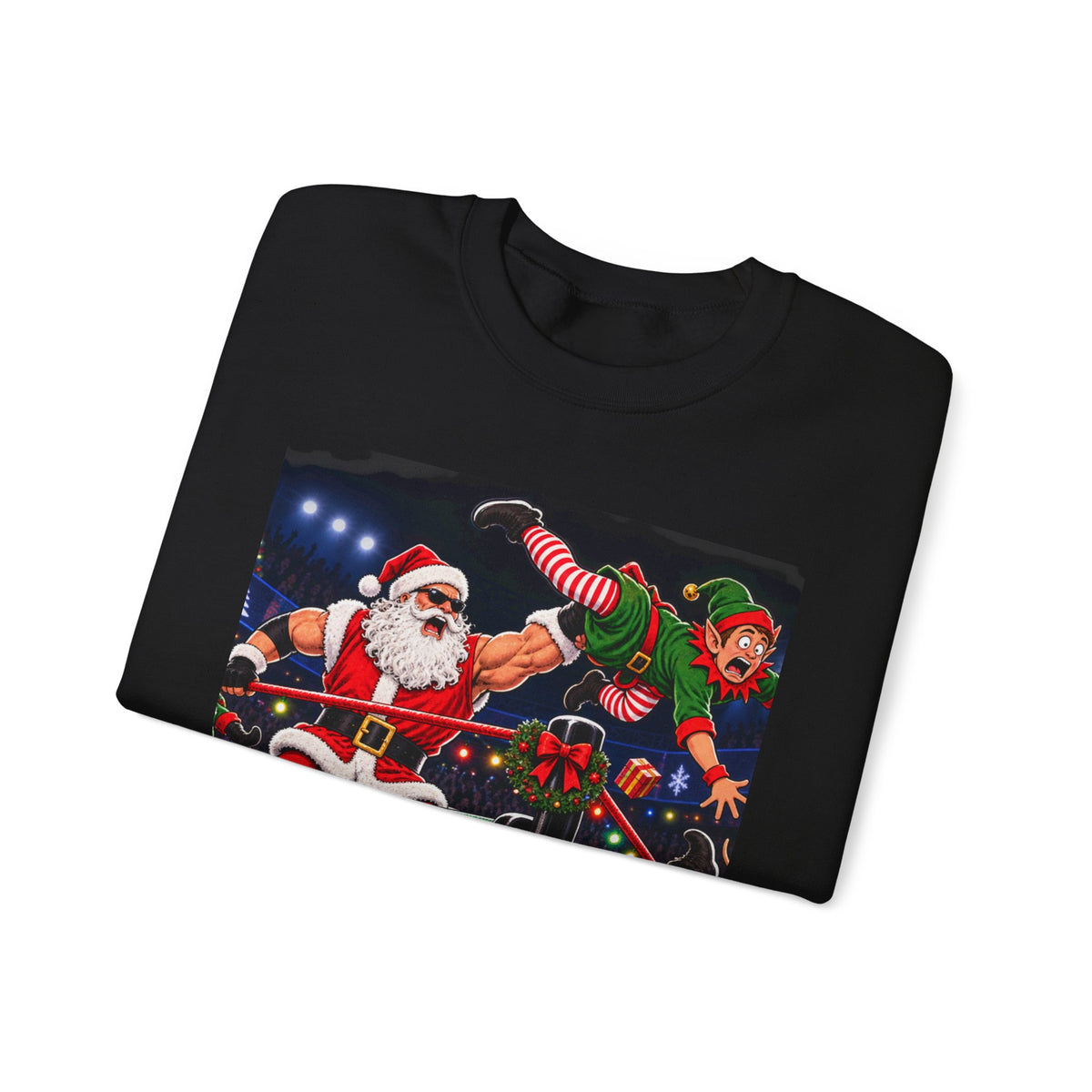 Santa vs. Elves Christmas Wrestling Sweatshirt – North Pole Holiday Crewneck
