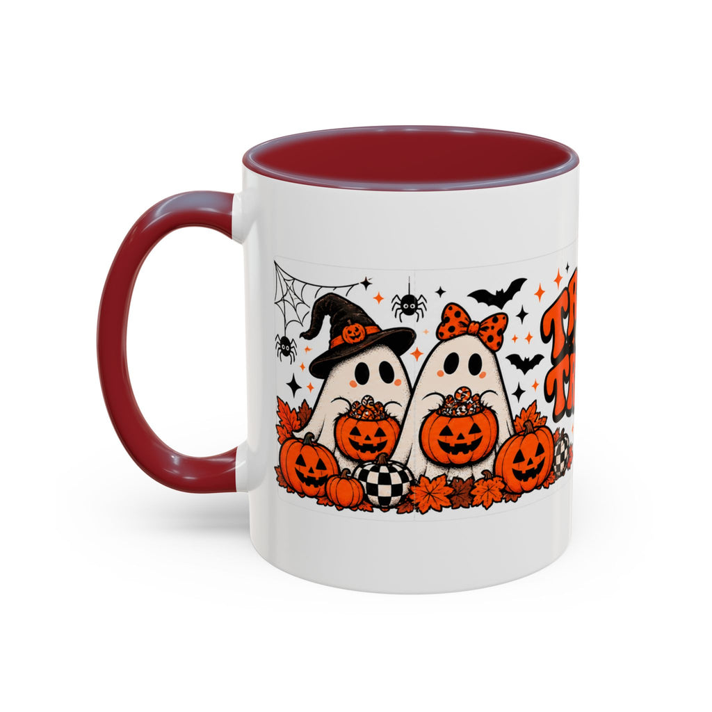 Retro Halloween Ghost & Pumpkin Mug – 11 oz Coffee Cup