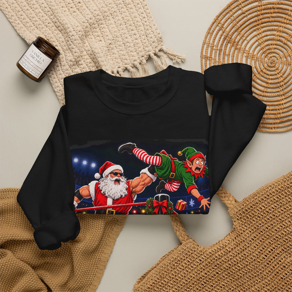 Santa vs. Elves Christmas Wrestling Sweatshirt – North Pole Holiday Crewneck