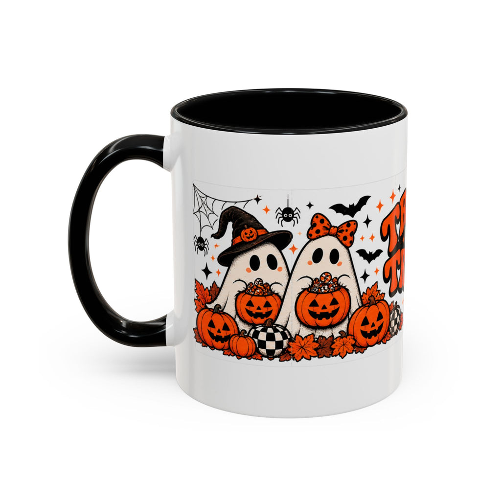 Retro Halloween Ghost & Pumpkin Mug – 11 oz Coffee Cup