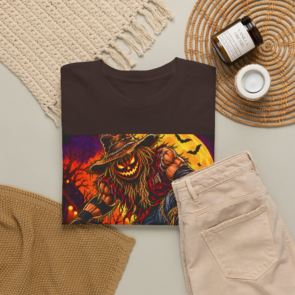 Halloween Wrestling T-Shirt – Pumpkin Champion Scarecrow Ring Tee