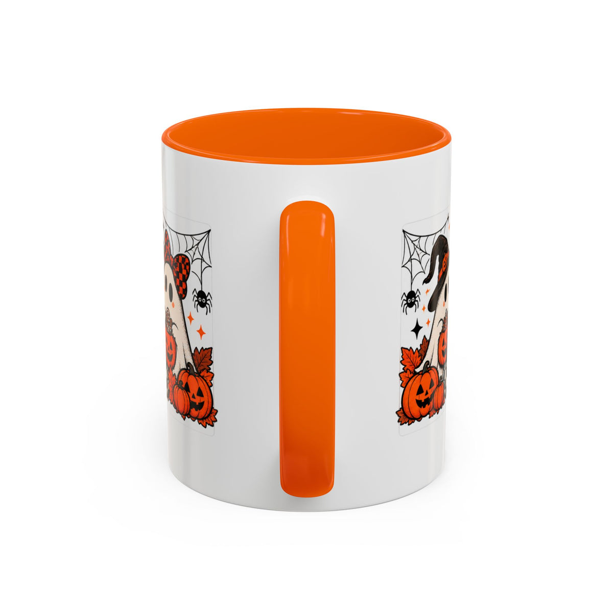 Retro Halloween Ghost & Pumpkin Mug – 11 oz Coffee Cup