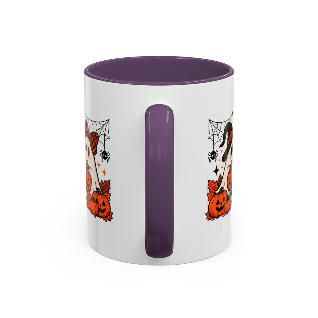 Retro Halloween Ghost & Pumpkin Mug – 11 oz Coffee Cup