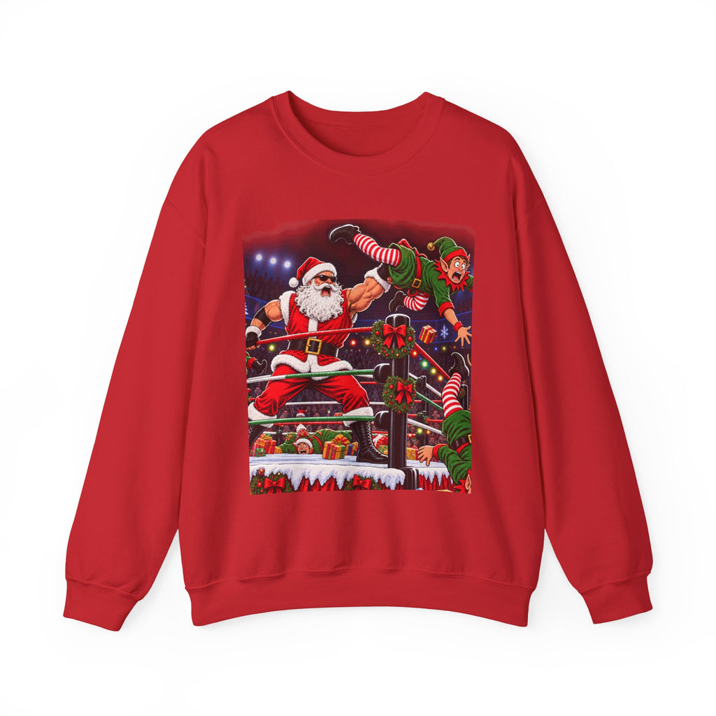 Santa vs. Elves Christmas Wrestling Sweatshirt – North Pole Holiday Crewneck
