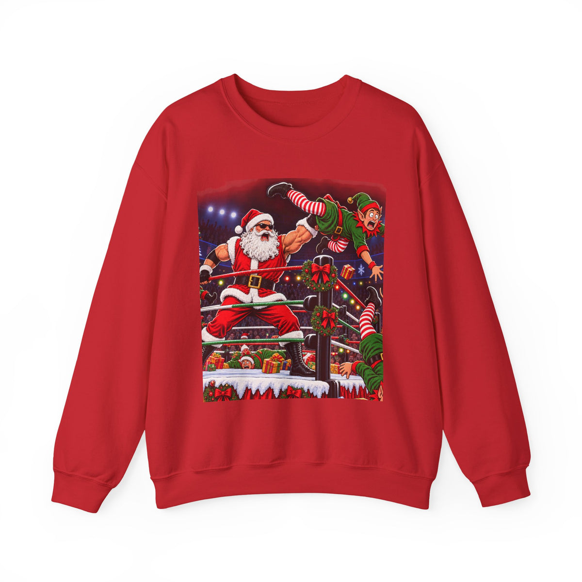 Santa vs. Elves Christmas Wrestling Sweatshirt – North Pole Holiday Crewneck