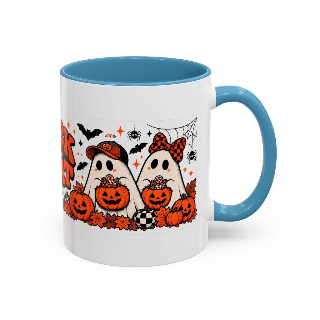 Retro Halloween Ghost & Pumpkin Mug – 11 oz Coffee Cup