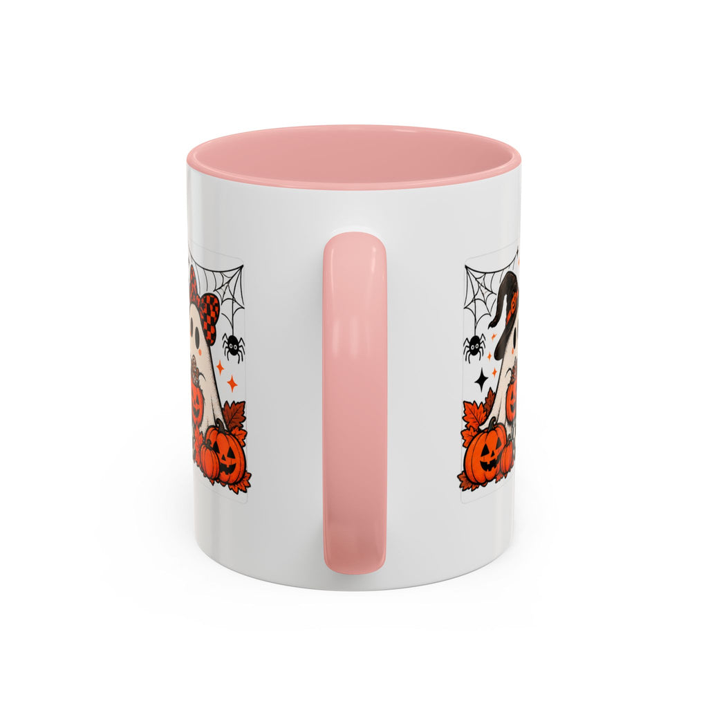 Retro Halloween Ghost & Pumpkin Mug – 11 oz Coffee Cup