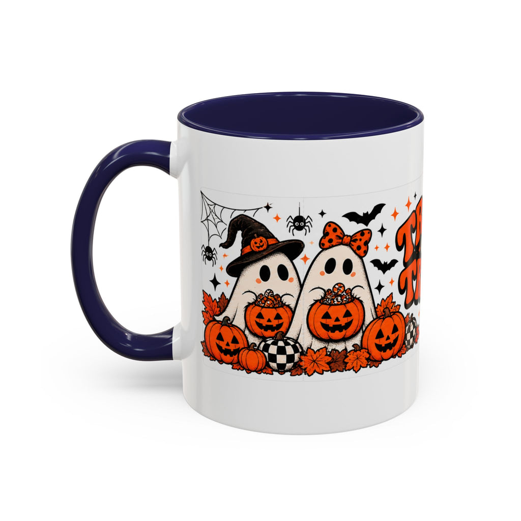 Retro Halloween Ghost & Pumpkin Mug – 11 oz Coffee Cup