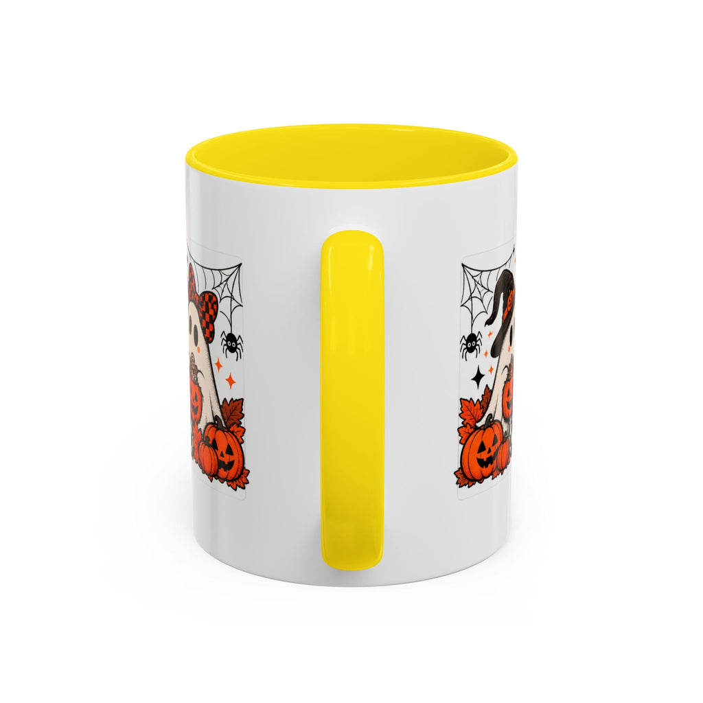 Retro Halloween Ghost & Pumpkin Mug – 11 oz Coffee Cup
