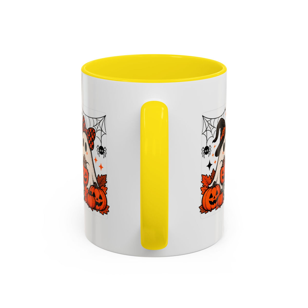 Retro Halloween Ghost & Pumpkin Mug – 11 oz Coffee Cup
