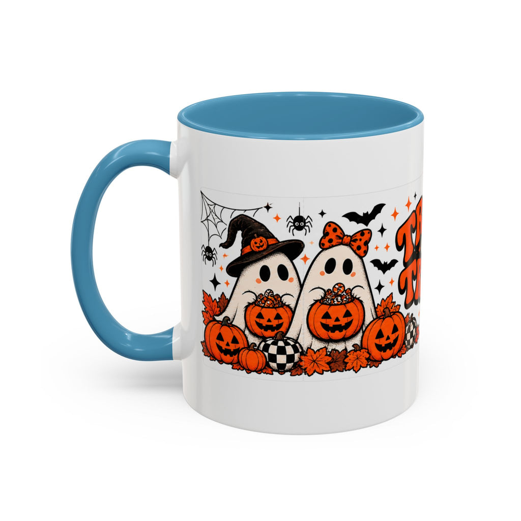 Retro Halloween Ghost & Pumpkin Mug – 11 oz Coffee Cup