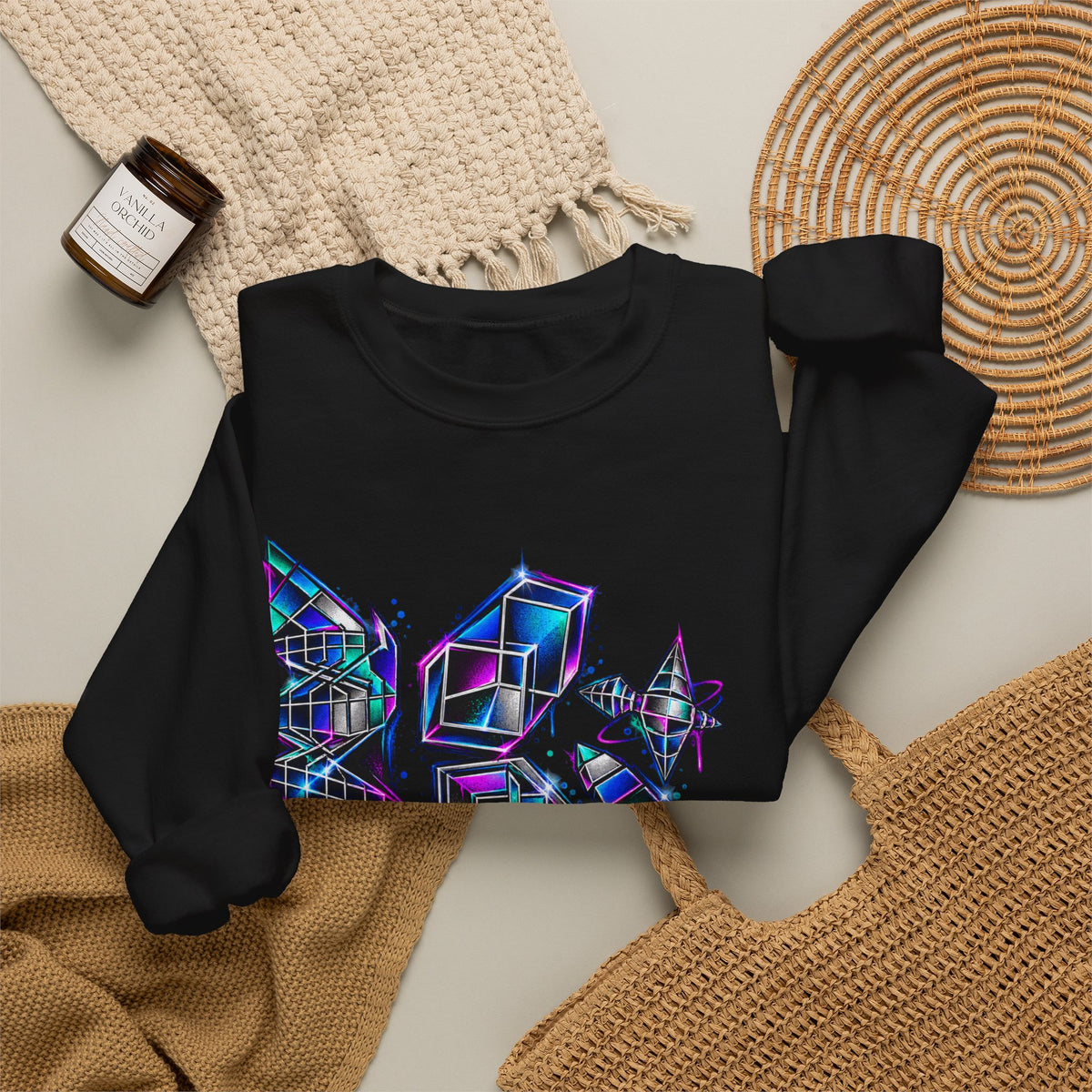 PRISM CIRCUIT | Neon Geometric Art Crewneck